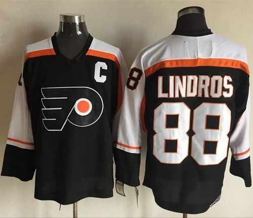 Flyers #88 Eric Lindros Black CCM Throwback Stitched NHL Jersey - Click Image to Close